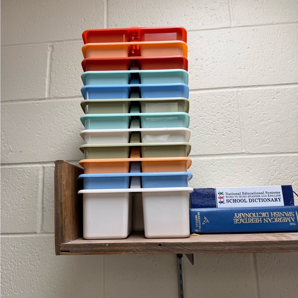 Teacher Colorful Stackable Storage Bins for Classroom or Storage